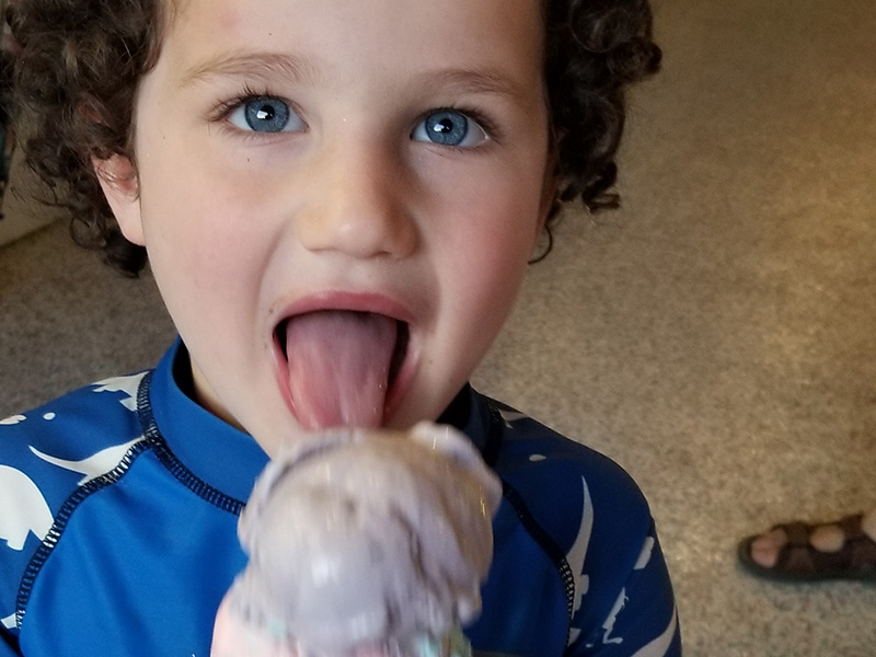 Soren eating ice cream